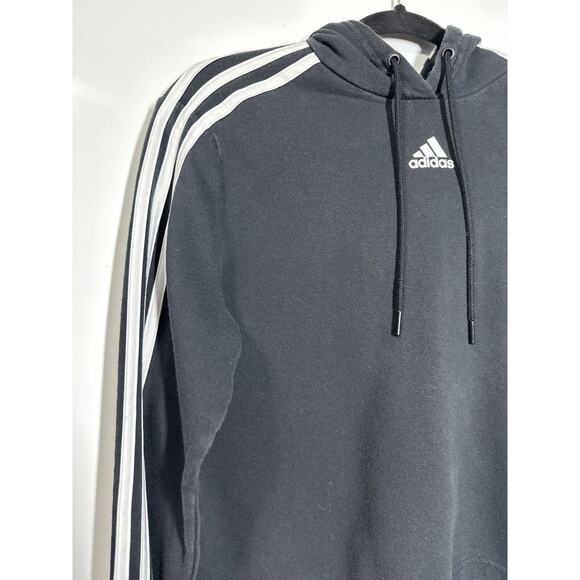 Adidas Essentials 3-Sripes French Terry Crop Hoodie - Womens Medium - Black EUC - Picture 3 of 10
